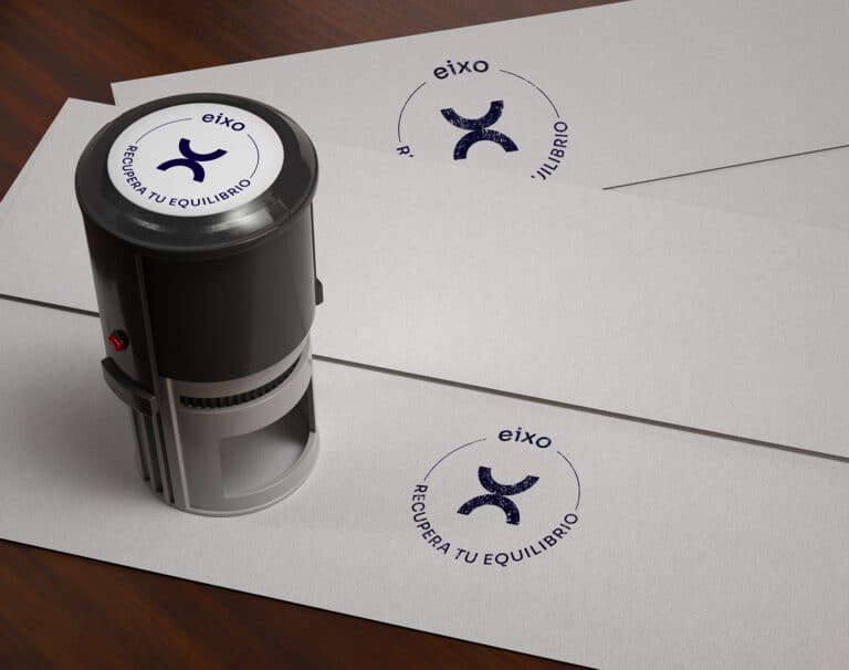 Sello corporativo con logomarca de Eixo, branding profesional